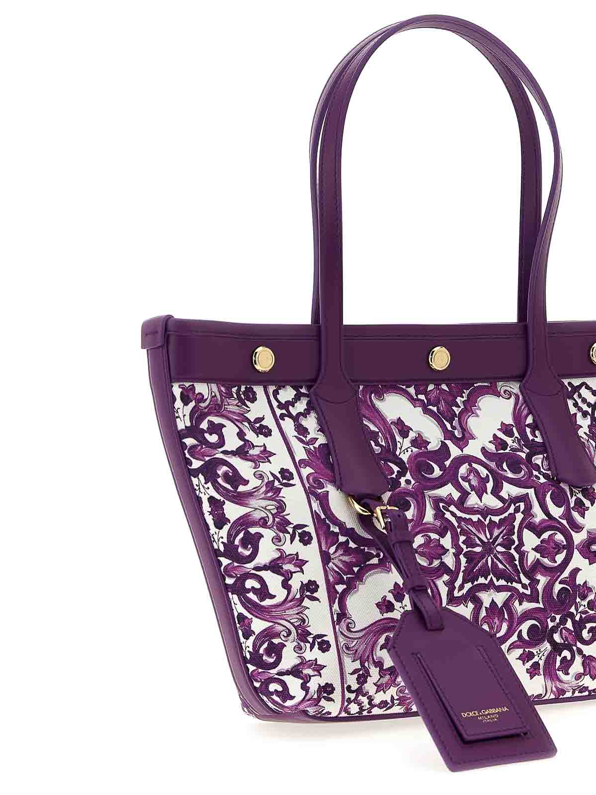 Dolce & Gabbana Majolica-print Atene Shopping Bag In Canvas In Purple