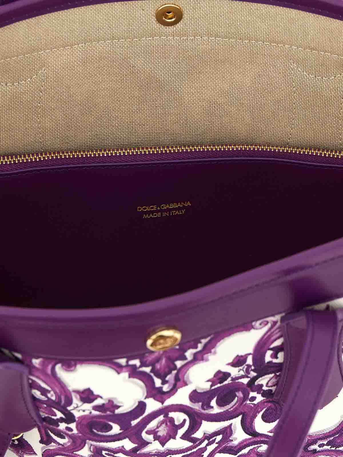 Dolce & Gabbana Majolica-print Atene Shopping Bag In Canvas In Purple