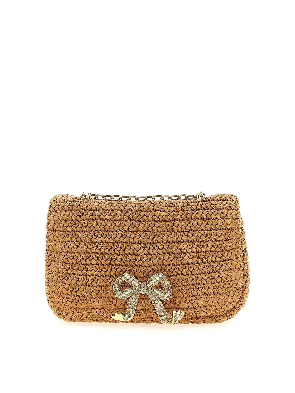 Self-portrait Raffia Bow Charm Shoulder Bag