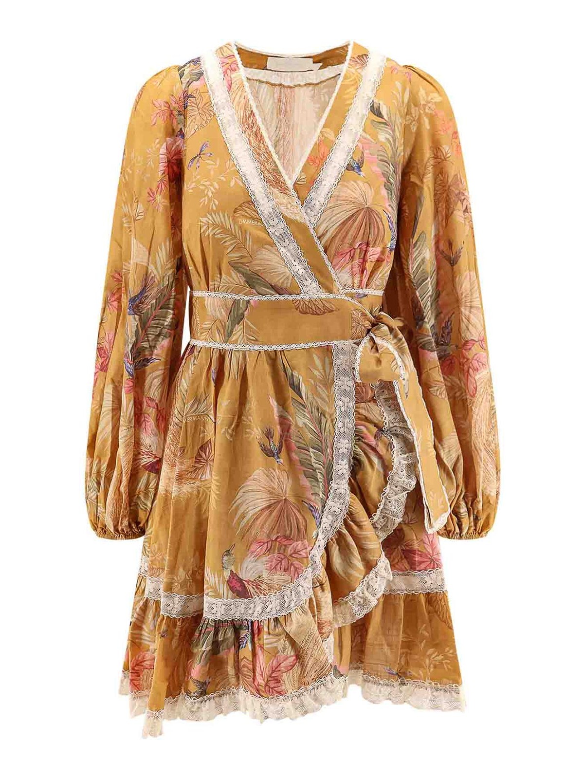 Zimmermann Short Frill Dress In Cotton With Floral Print
