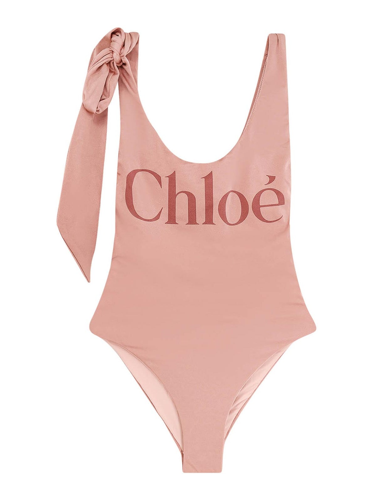 Chloé Maxi Logo Knotted Strap One-piece Swimsuit In Multi