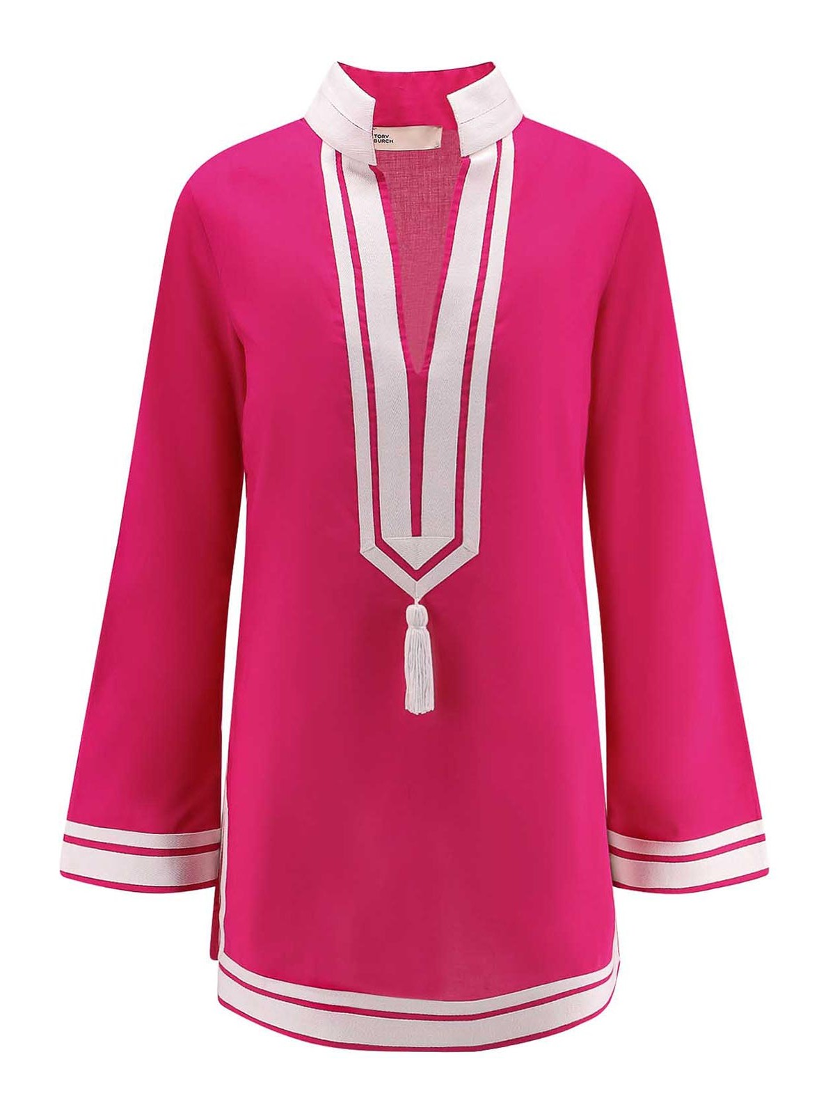 Tory Burch Cotton Short Dress With Contrasting Profiles