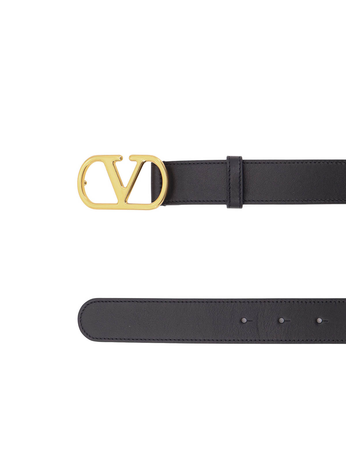 Valentino Garavani Leather belt with Vlogo - Black