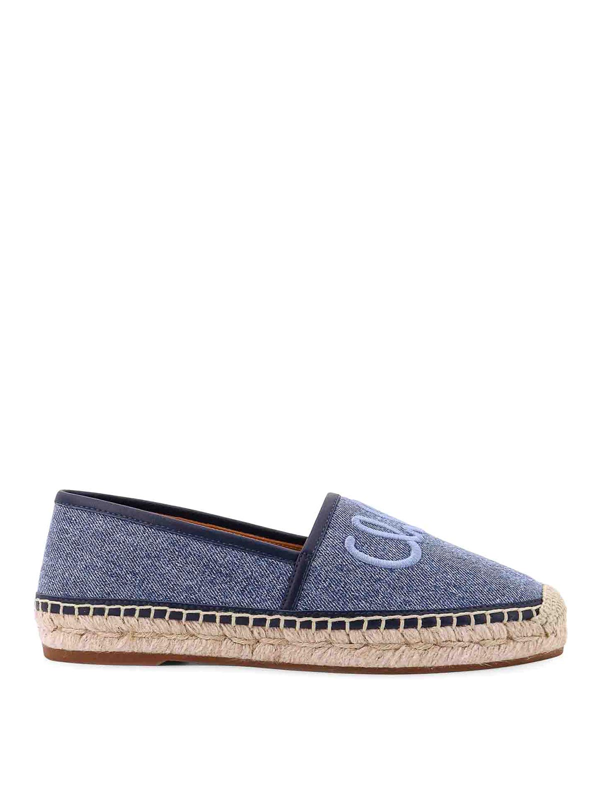 Chloé Espadrilles In Denim With Embroidered Logo In Blue