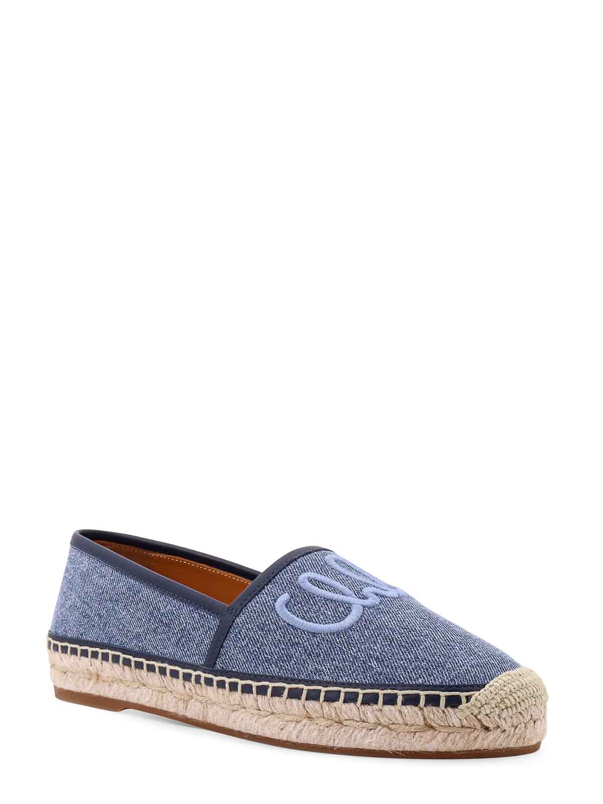 Chloé Espadrilles In Denim With Embroidered Logo In Blue