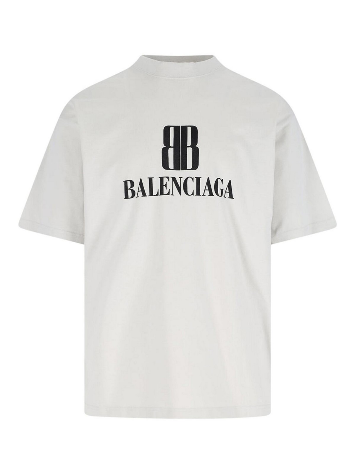 Balenciaga Bb Logo Oversized Distressed T-shirt In White