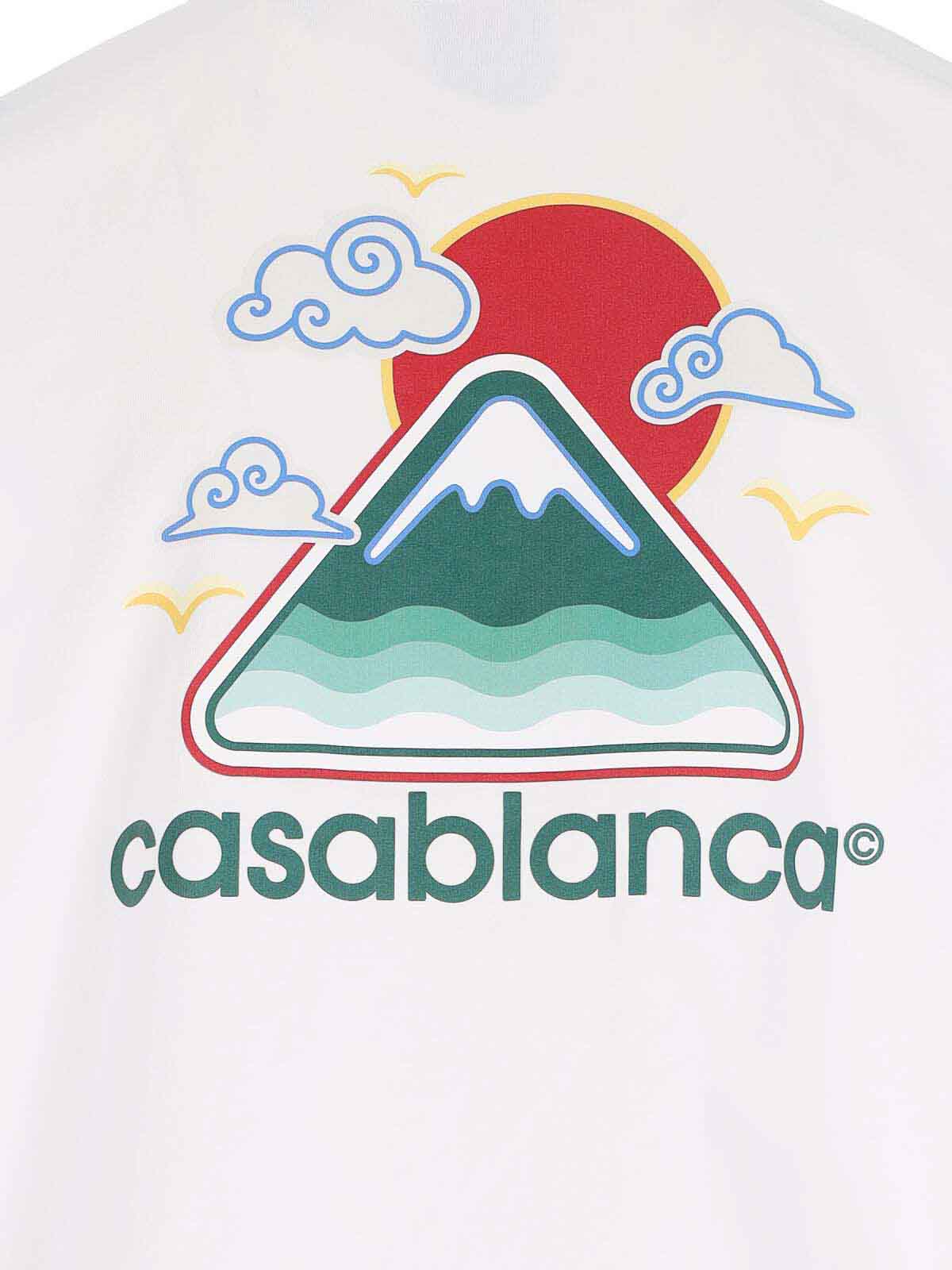Casablanca White T-shirt With Crewneck And Logo On The Front And Maxi Logo On The Back In Cotton Man In White