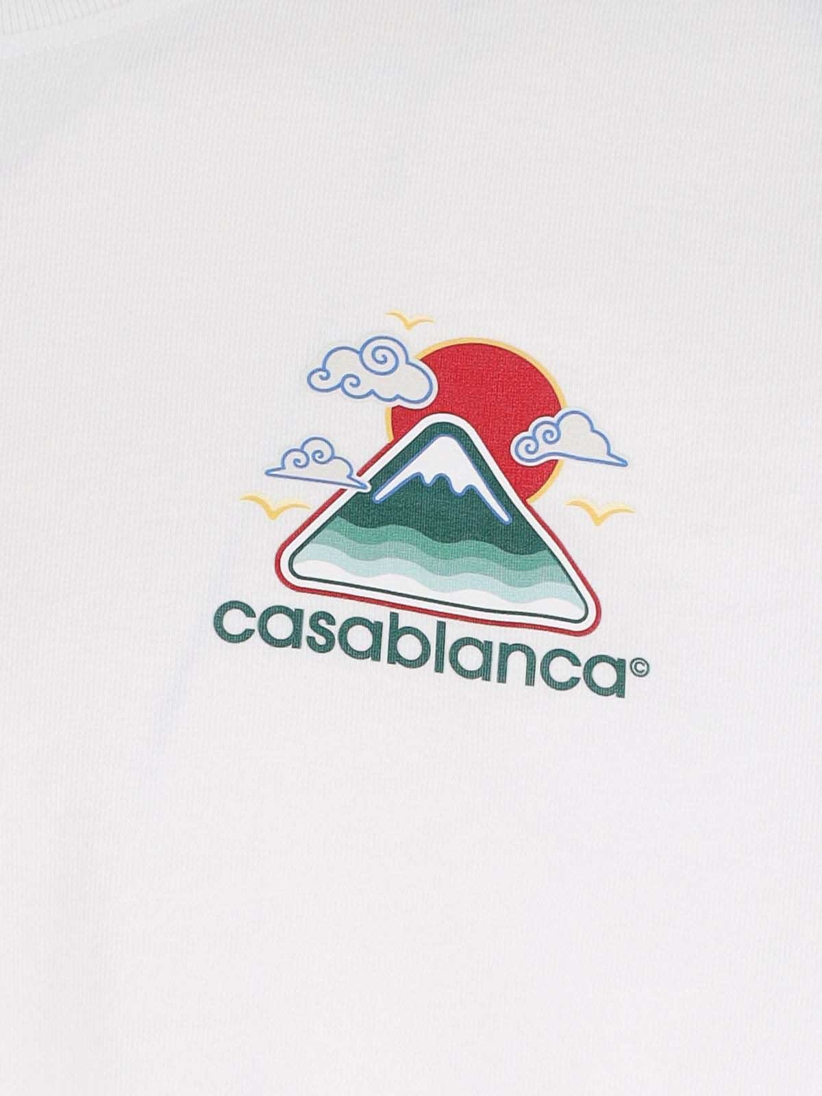 Casablanca White T-shirt With Crewneck And Logo On The Front And Maxi Logo On The Back In Cotton Man In White