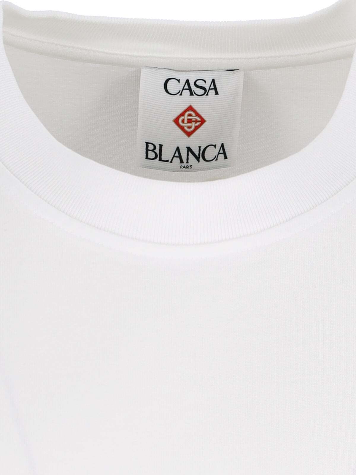 Casablanca White T-shirt With Crewneck And Logo On The Front And Maxi Logo On The Back In Cotton Man In White