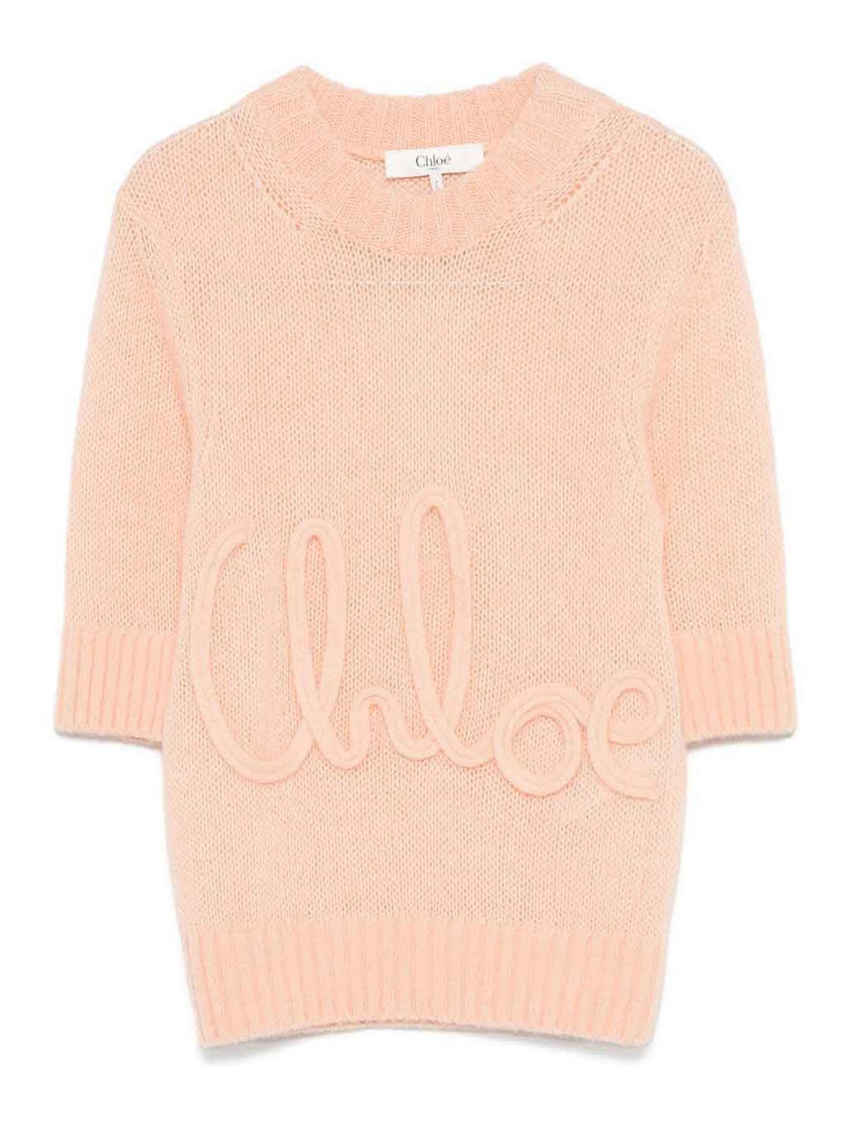 Chloé Logo Sweater In Alpaca Wool & Silk Knit