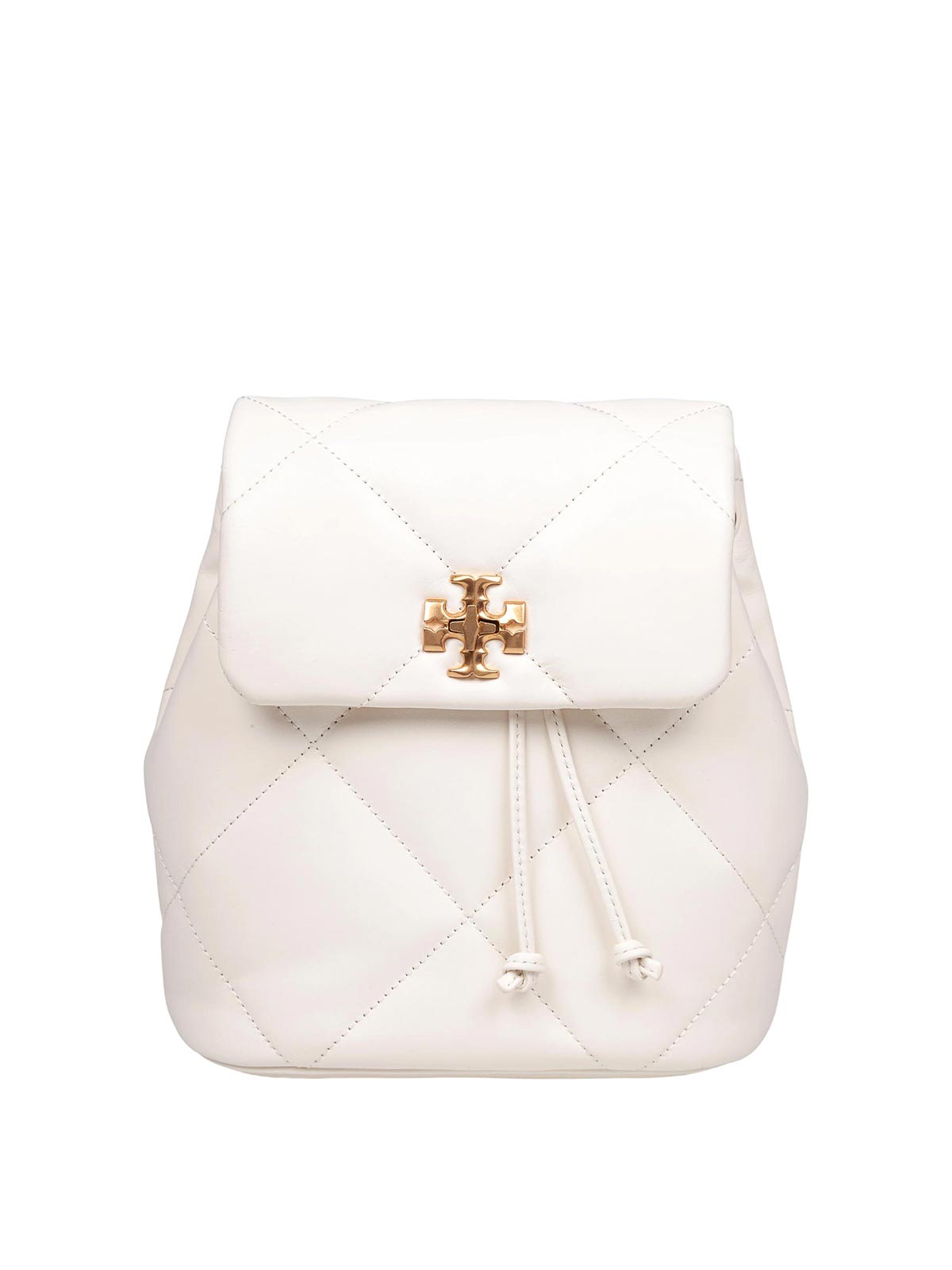 Tory Burch Mini Kira Diamond Backpack In White Leather