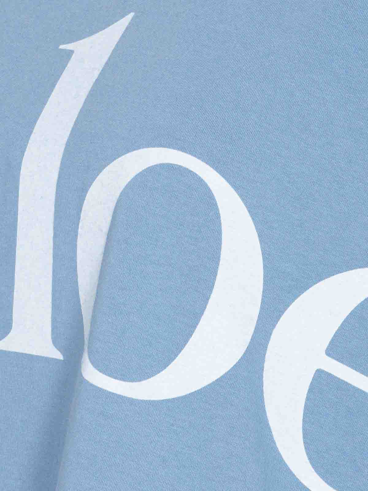 Chloé Women Light Blue Jersey Cropped Logo T-shirt In Blue
