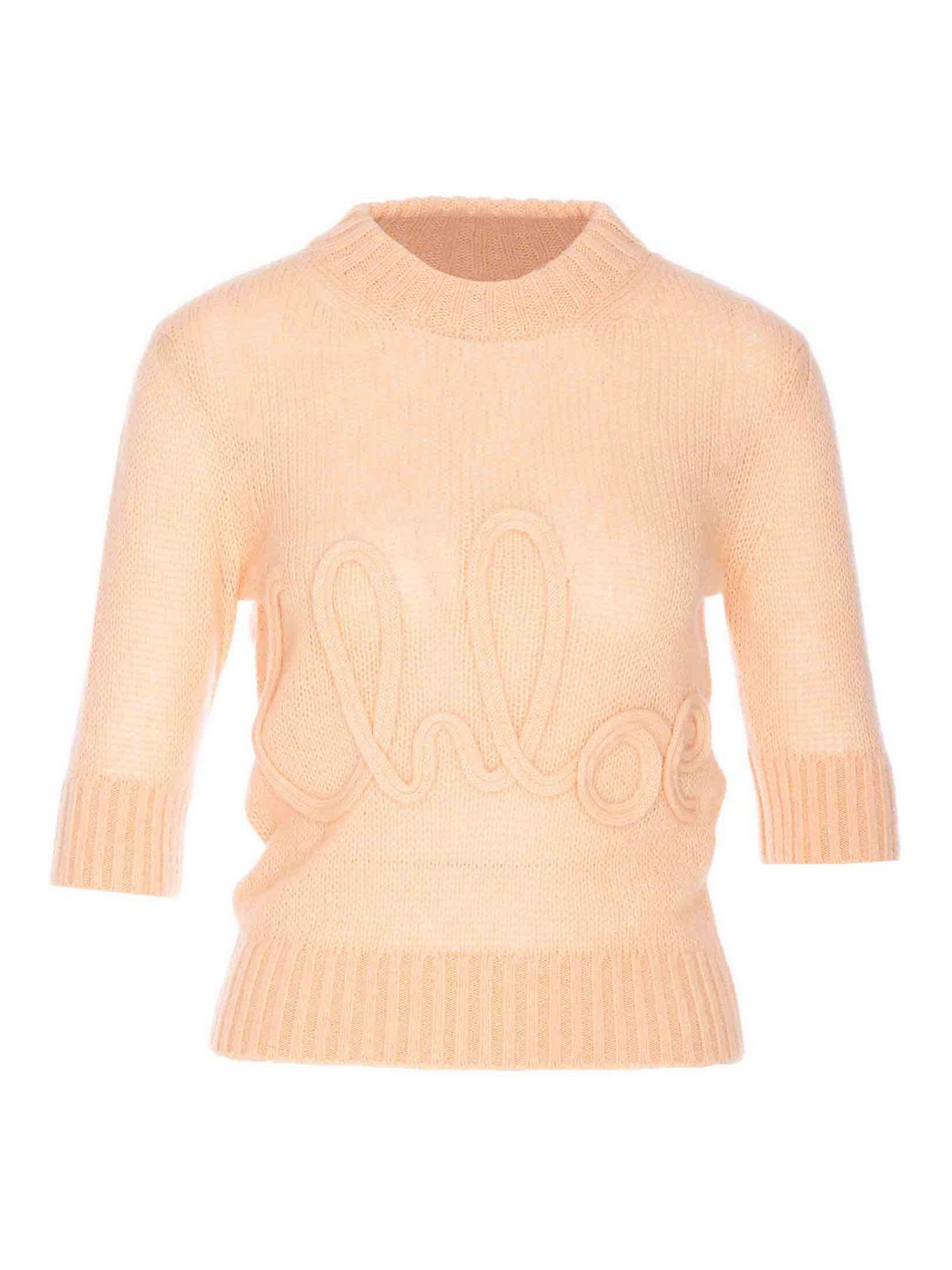 Chloé Peach Logo Knitted T-shirt