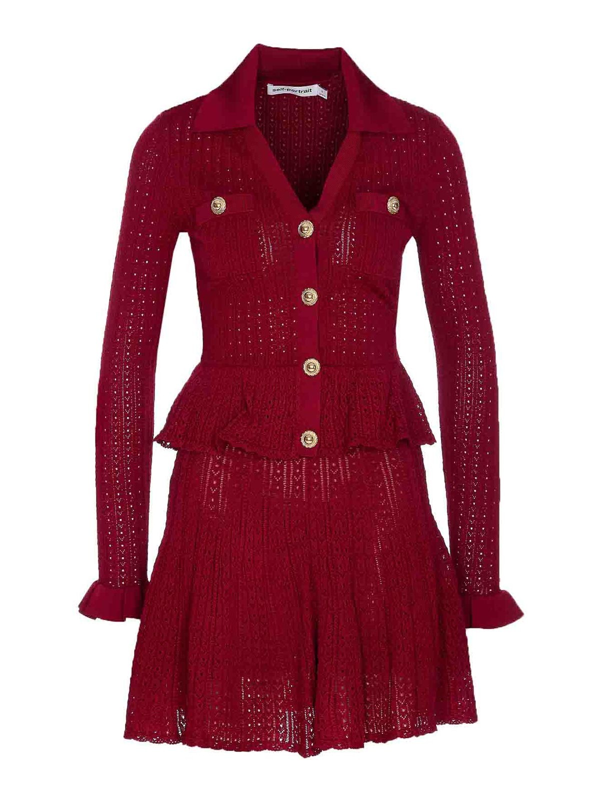 Self-portrait Burgundy Knit Mini Dress