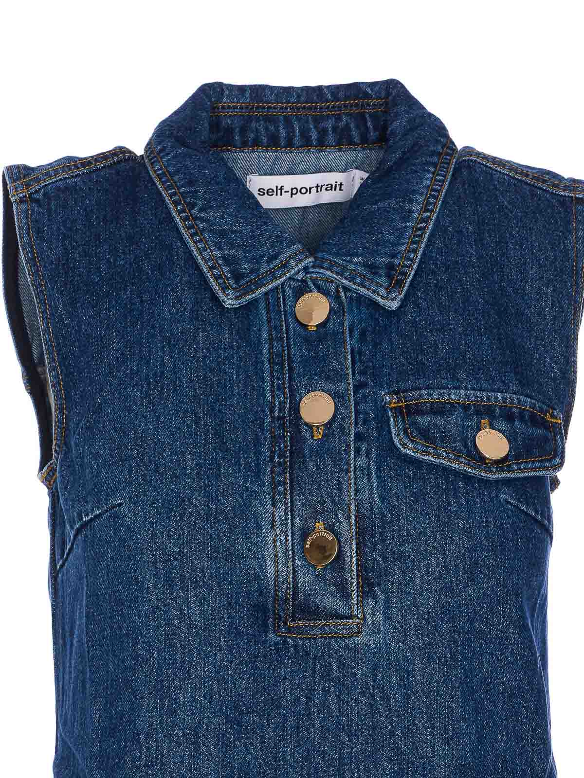 Self-portrait Self Portrait Women Denim Sleeveless Mini Dress
