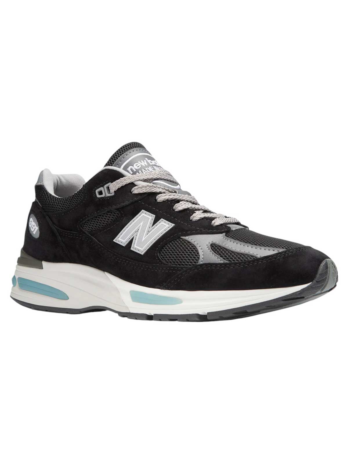 New Balance Black And Grey Suede-mesh Sneakers With Cushioned Sole In Black