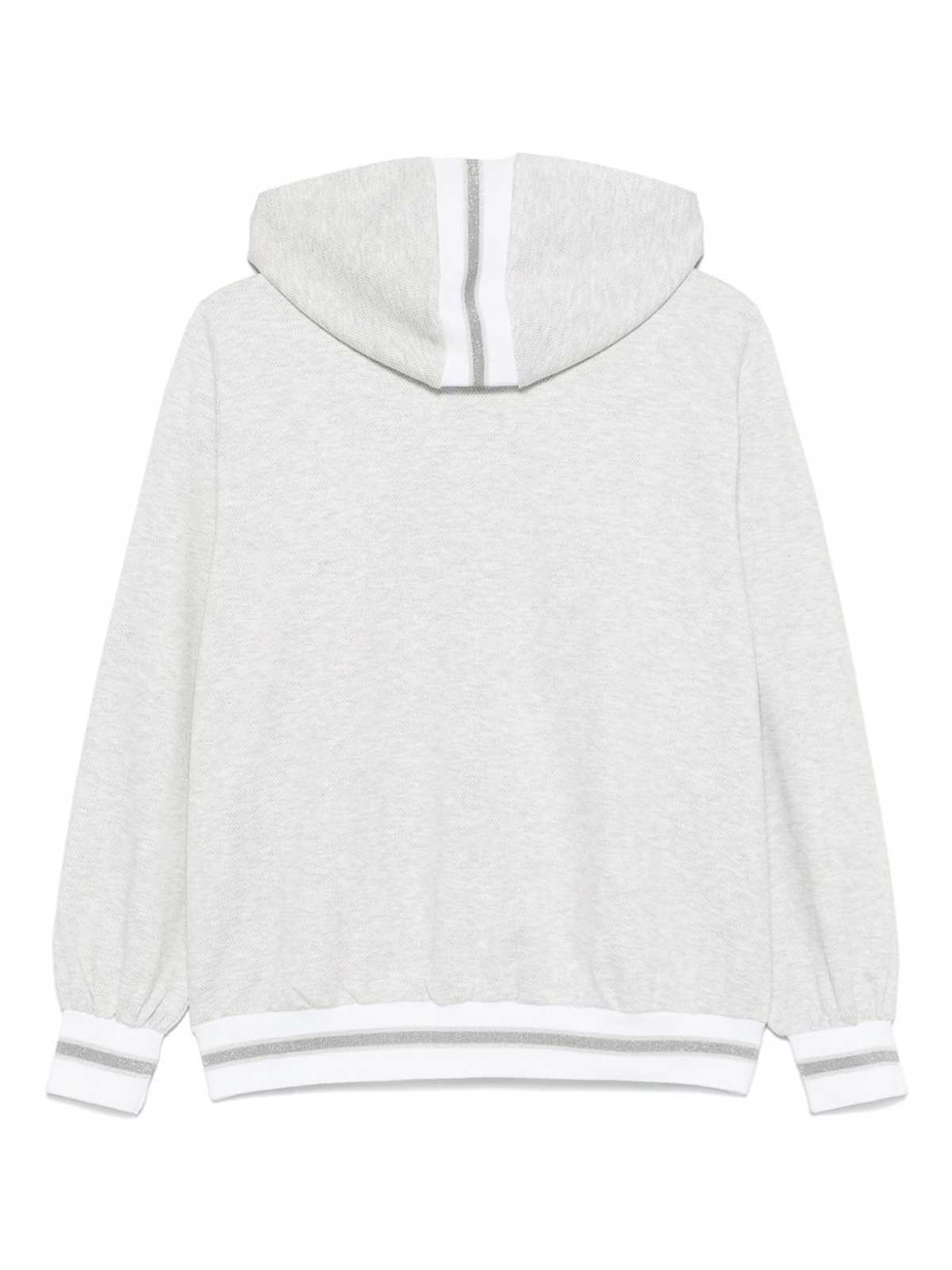 D Exterior Grey Hoodie With Lurex Detailing In Gray