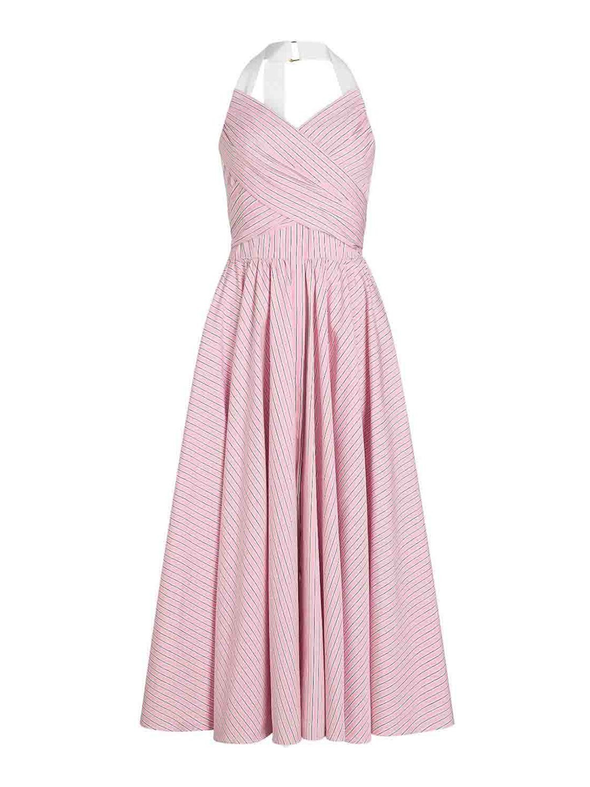 Patou Cotton Midi Dress With Open Back In Neutral