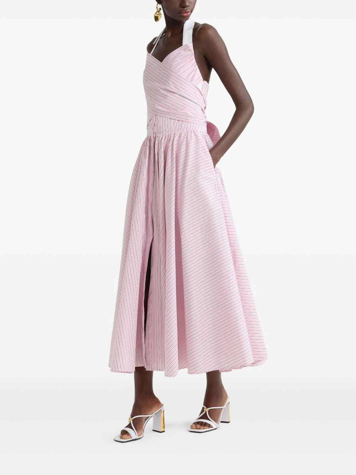 Patou Cotton Midi Dress With Open Back In Neutral