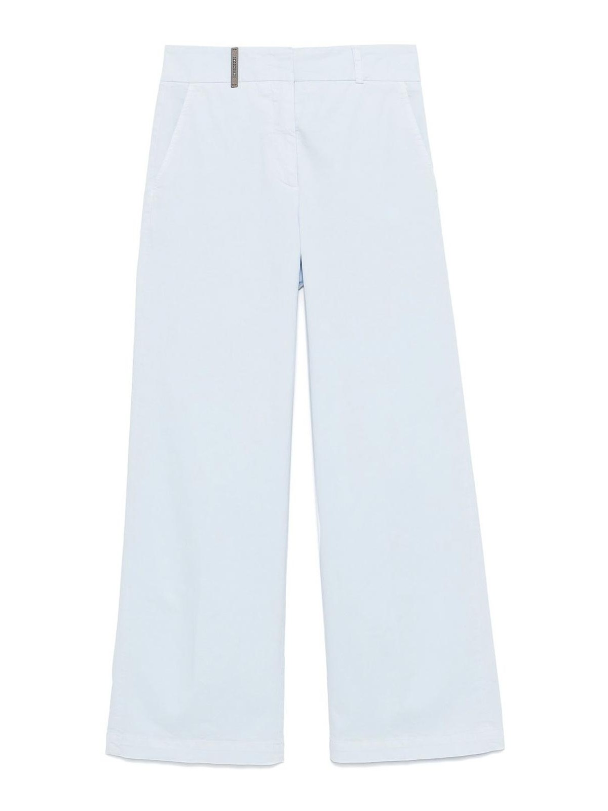 Peserico Baby Blue Cotton Blended Trousers In Blue
