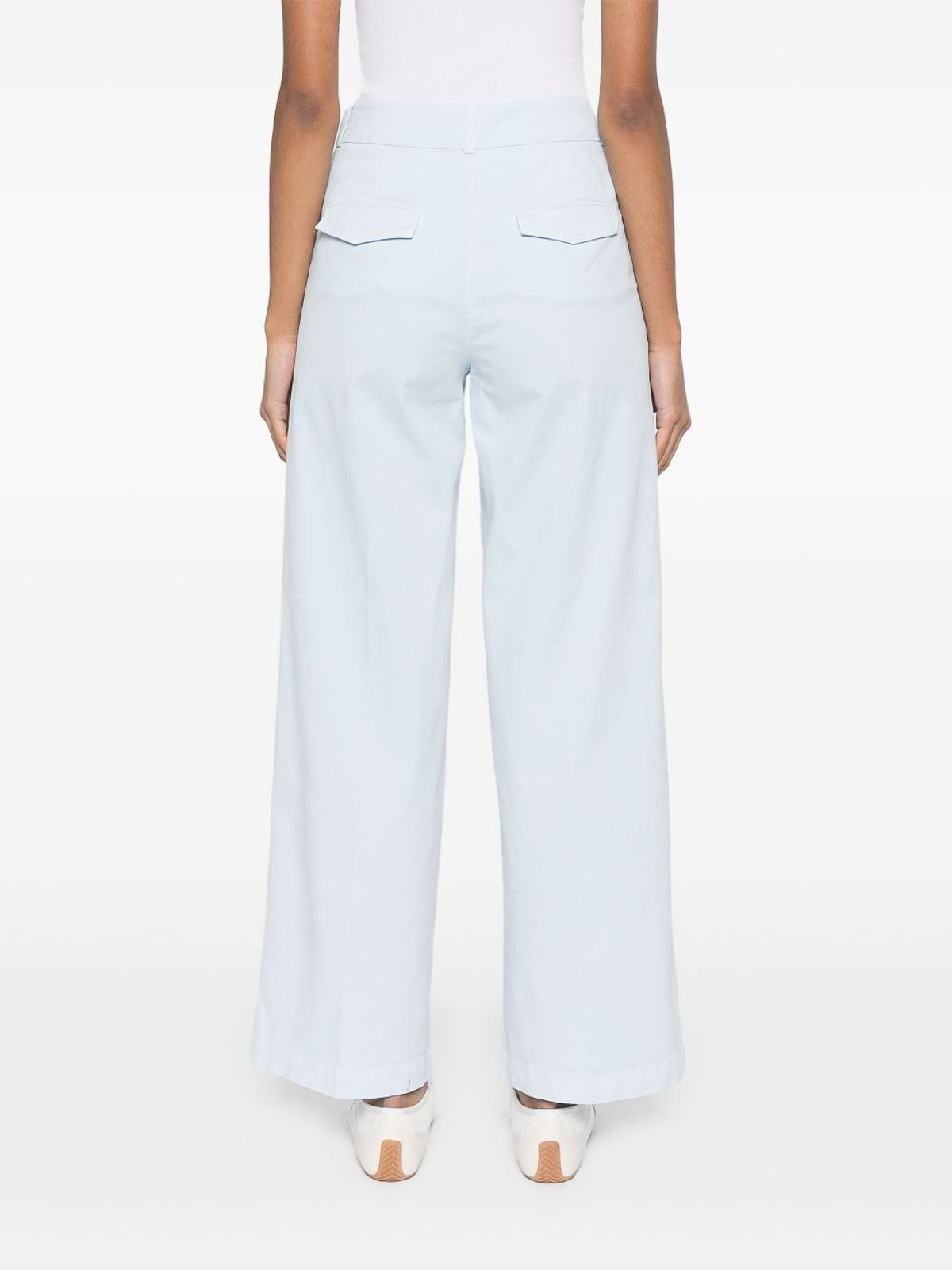Peserico Baby Blue Cotton Blended Trousers In Blue
