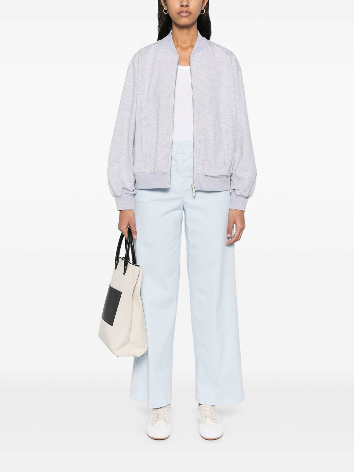 Peserico Baby Blue Cotton Blended Trousers In Blue
