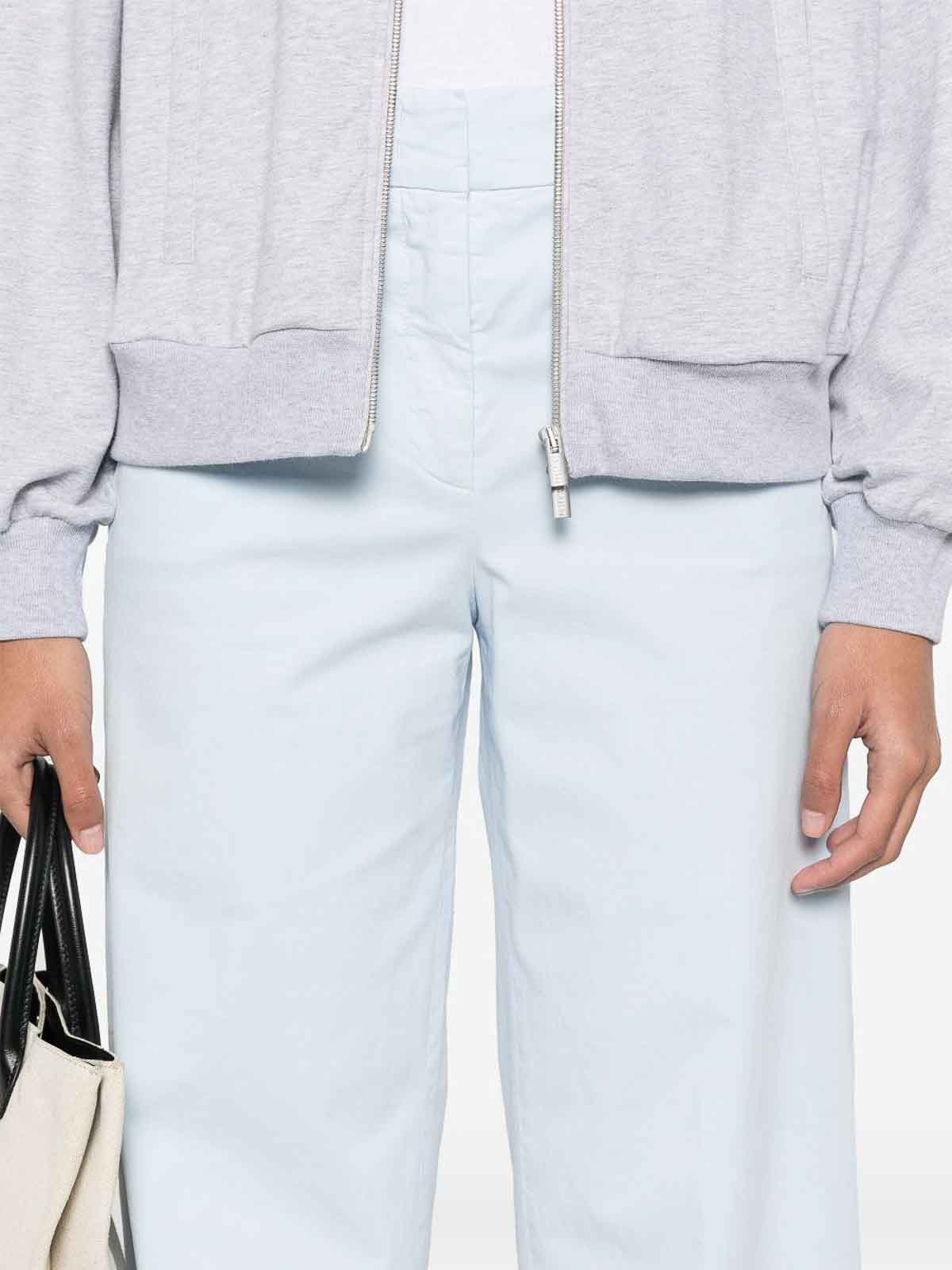 Peserico Baby Blue Cotton Blended Trousers In Blue