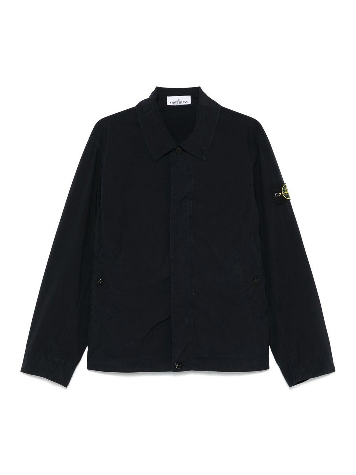 Stone Island Tailored Black Casual Jacket With Minimalist Design In Black