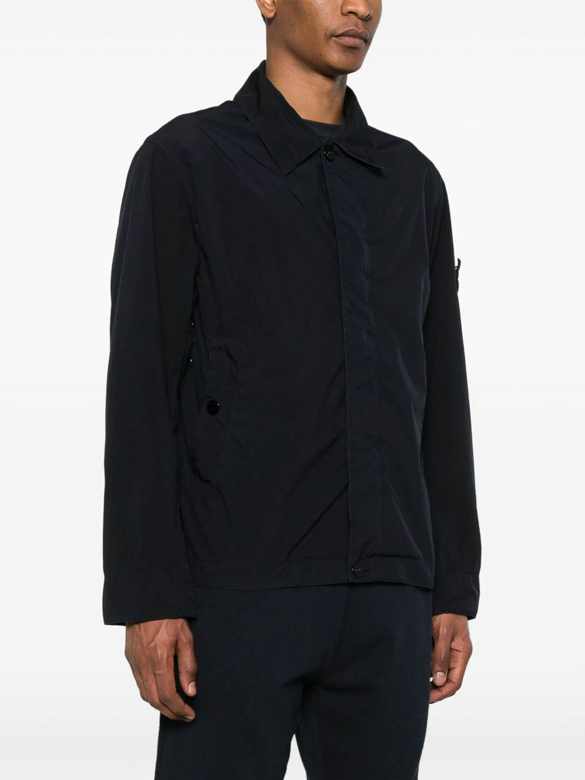 Stone Island Tailored Black Casual Jacket With Minimalist Design In Black
