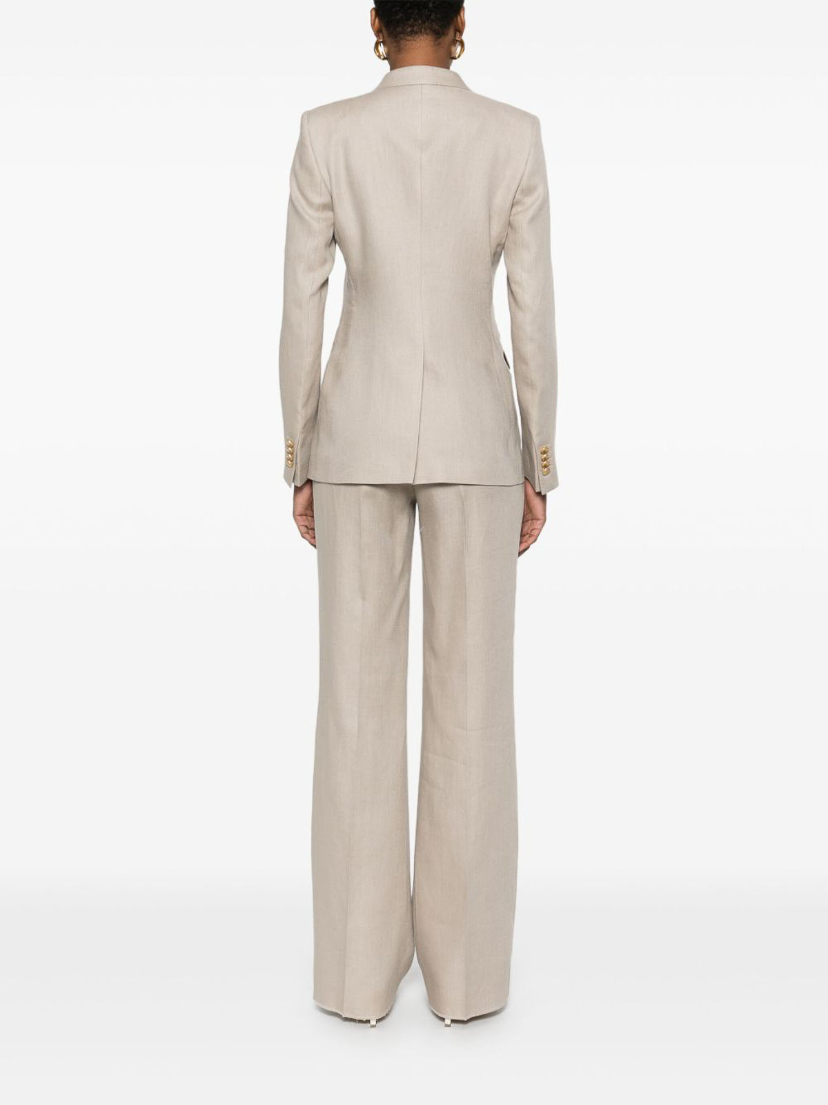 Tagliatore Linen Double-breasted Suit In Taupe In Gray