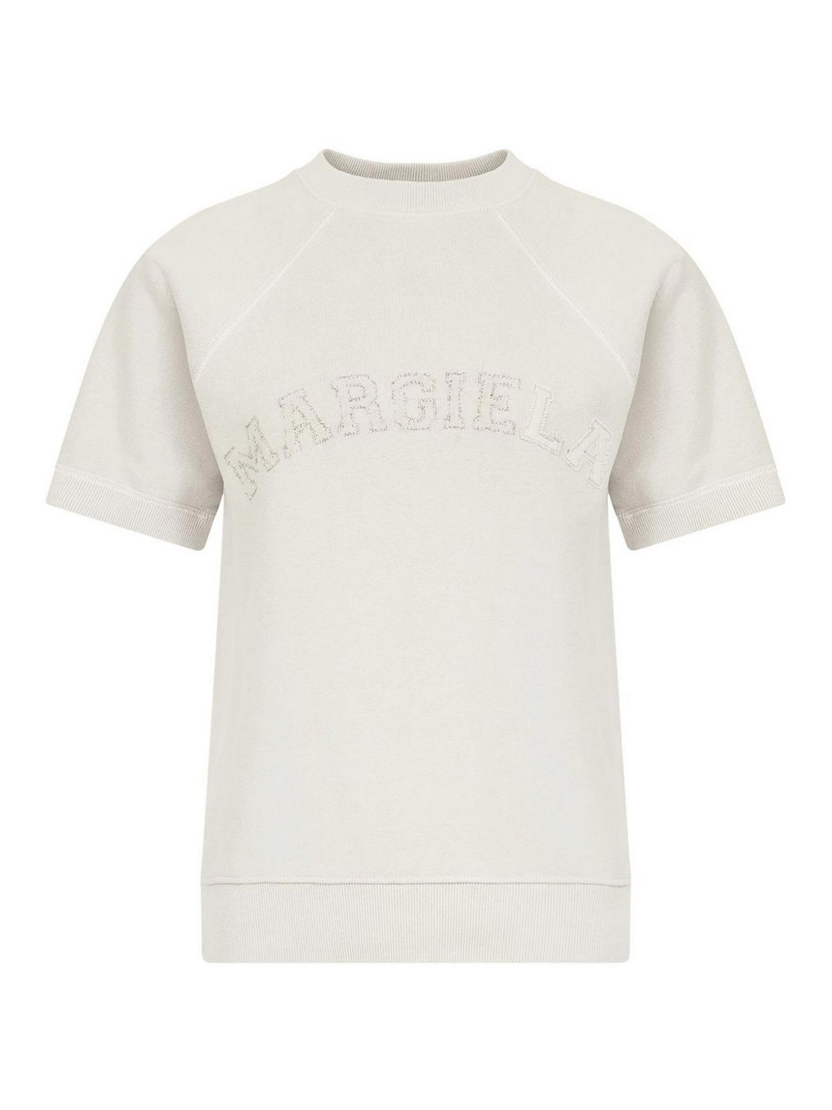 Maison Margiela Cream White Cotton Sweatshirt In Beige