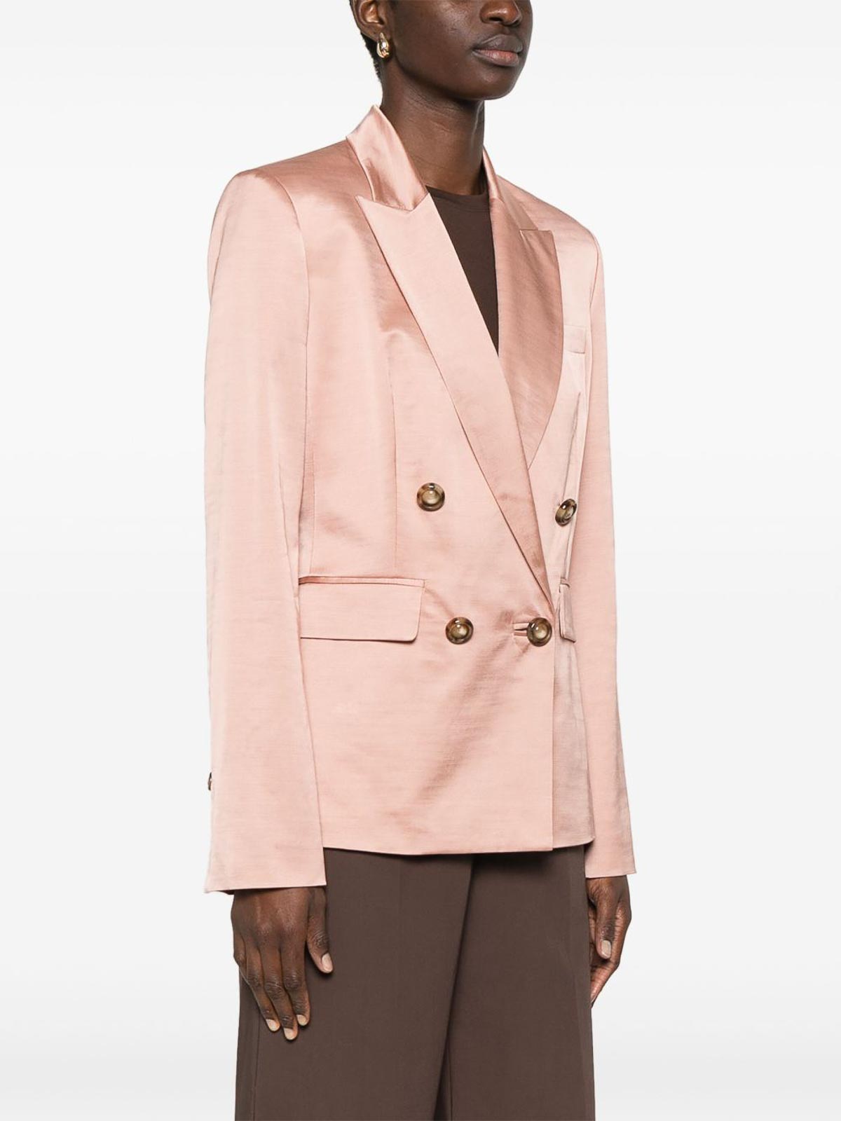 Pinko Tailored Double-breasted Jacket With Gold-tone Buttons In Pink