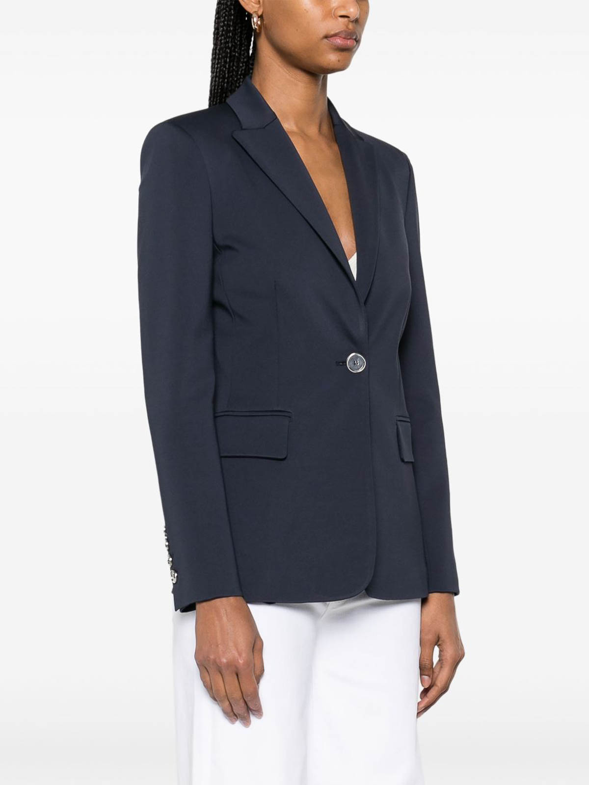 Pinko Tailored Blue Blazer With Single-button Closure In Blue