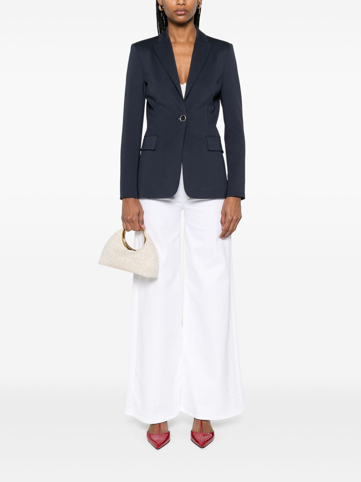 Pinko Tailored Blue Blazer With Single-button Closure In Blue