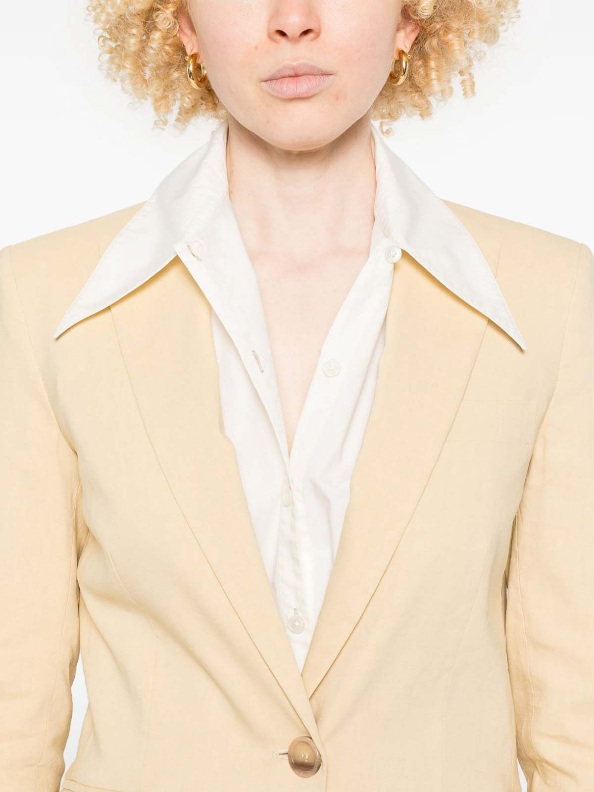 Pinko Yellow Tailored Jacket With Notched Lapels In Pink