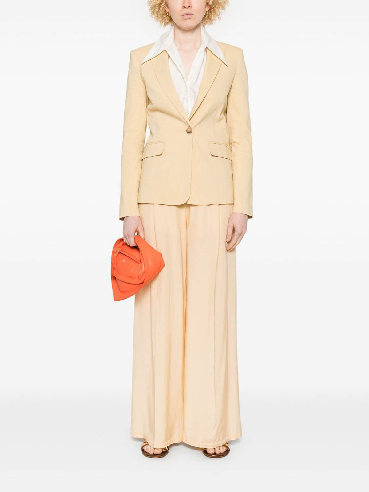 Pinko Yellow Tailored Jacket With Notched Lapels In Pink