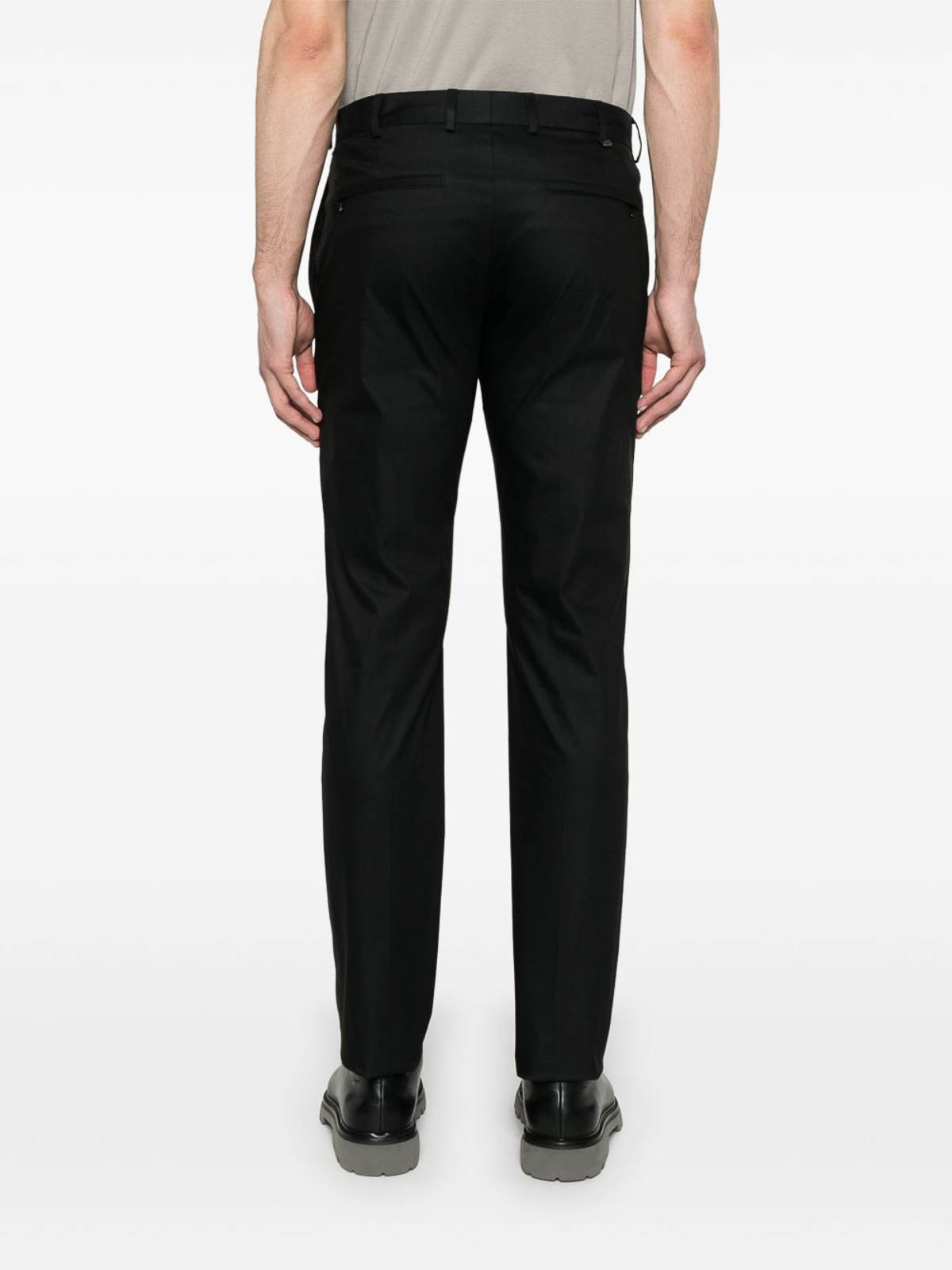 Pt Torino Black Tapered Casual-chic Trousers In Black