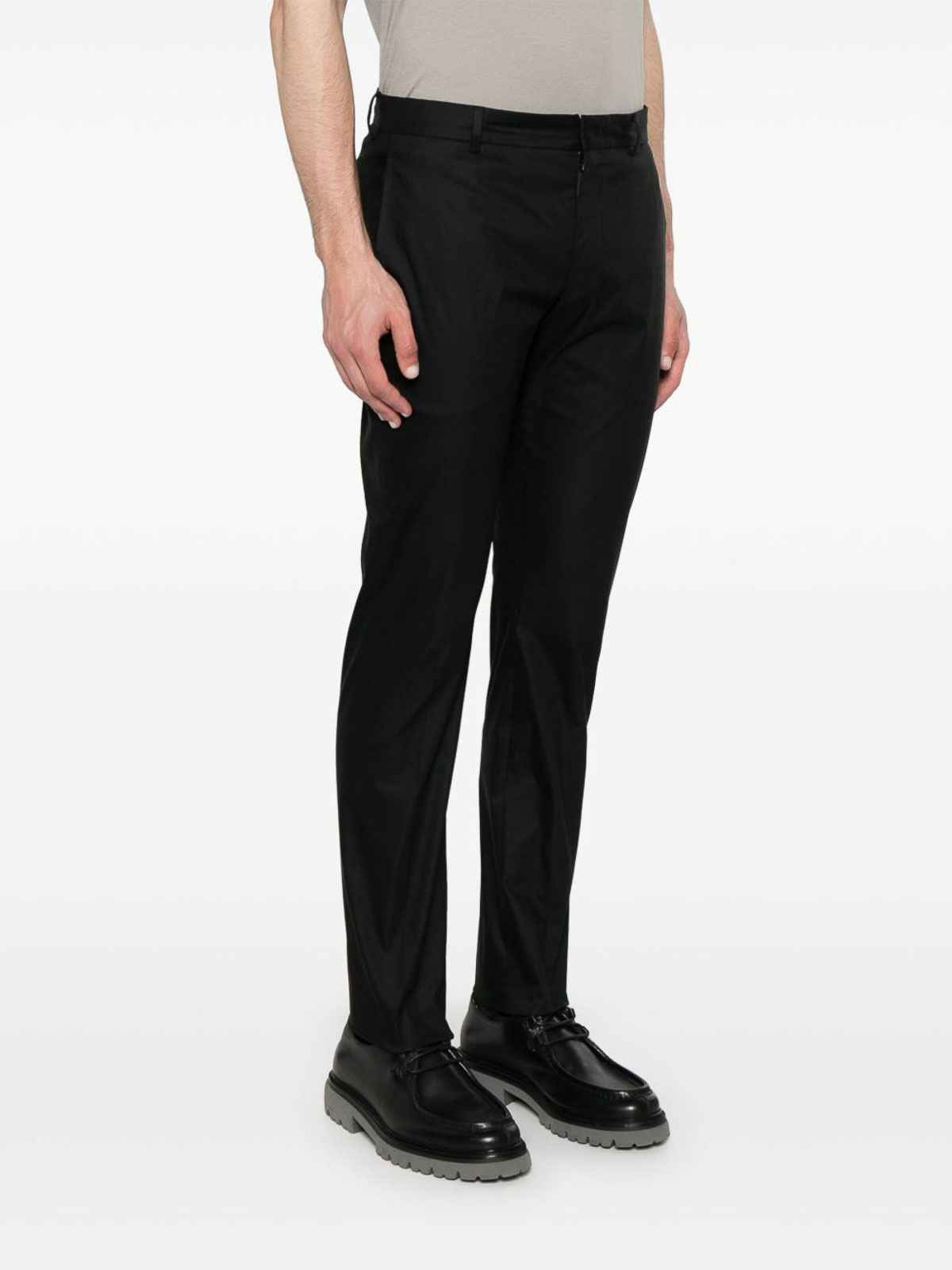 Pt Torino Black Tapered Casual-chic Trousers In Black