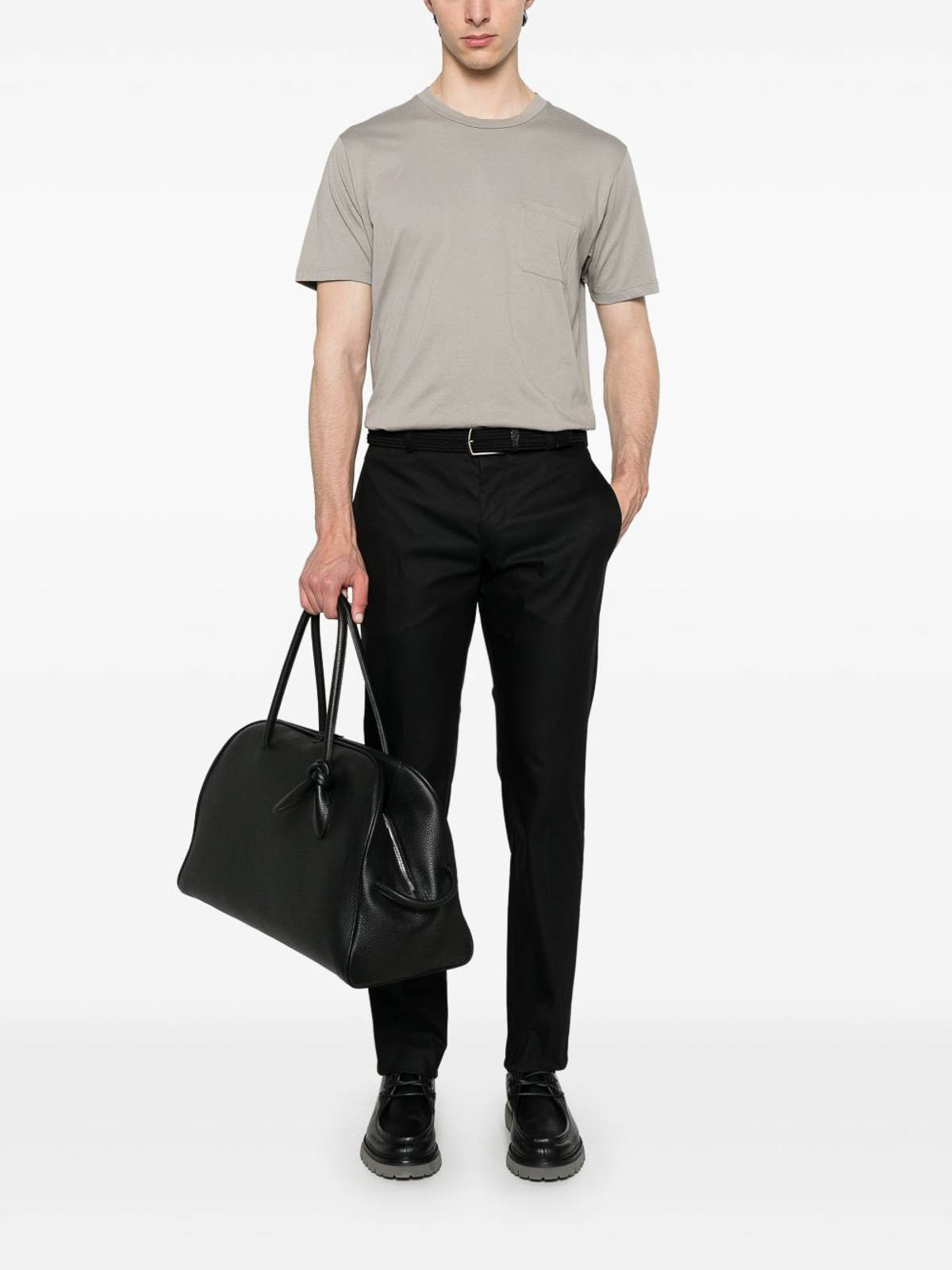 Pt Torino Black Tapered Casual-chic Trousers In Black