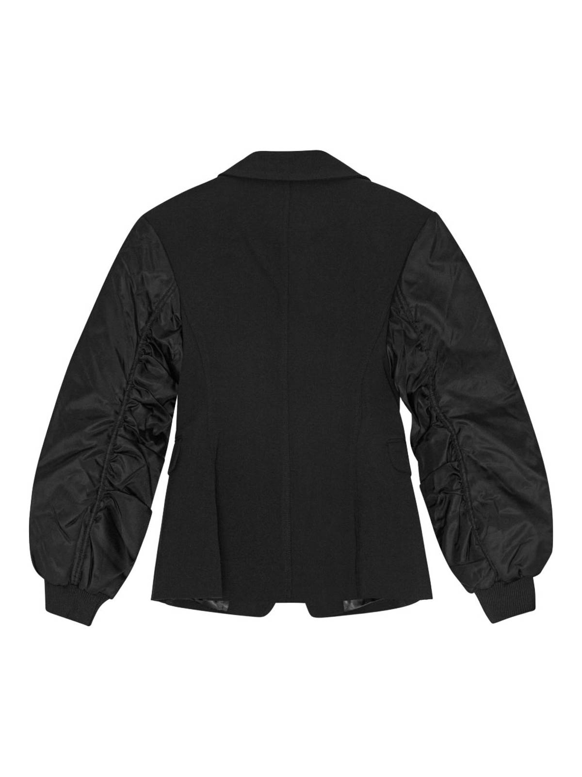 Ganni Black Blazer With Contrasting-fabric Sleeves In Black