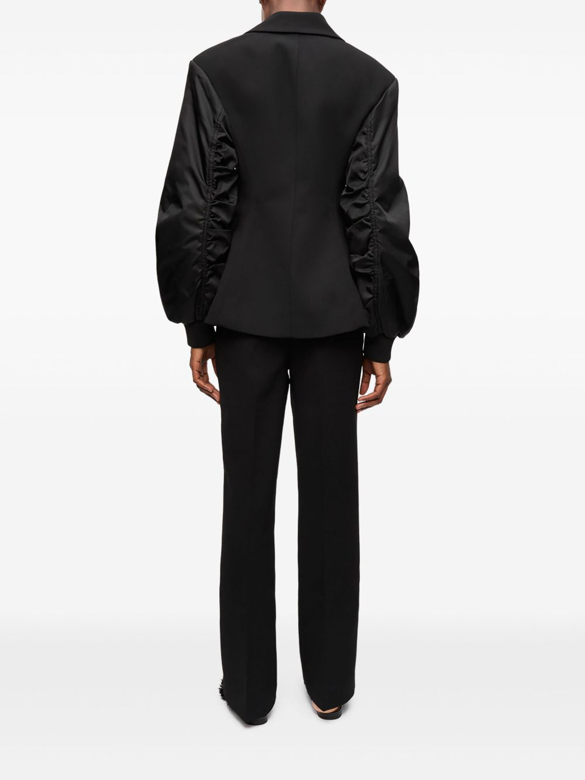 Ganni Black Blazer With Contrasting-fabric Sleeves In Black