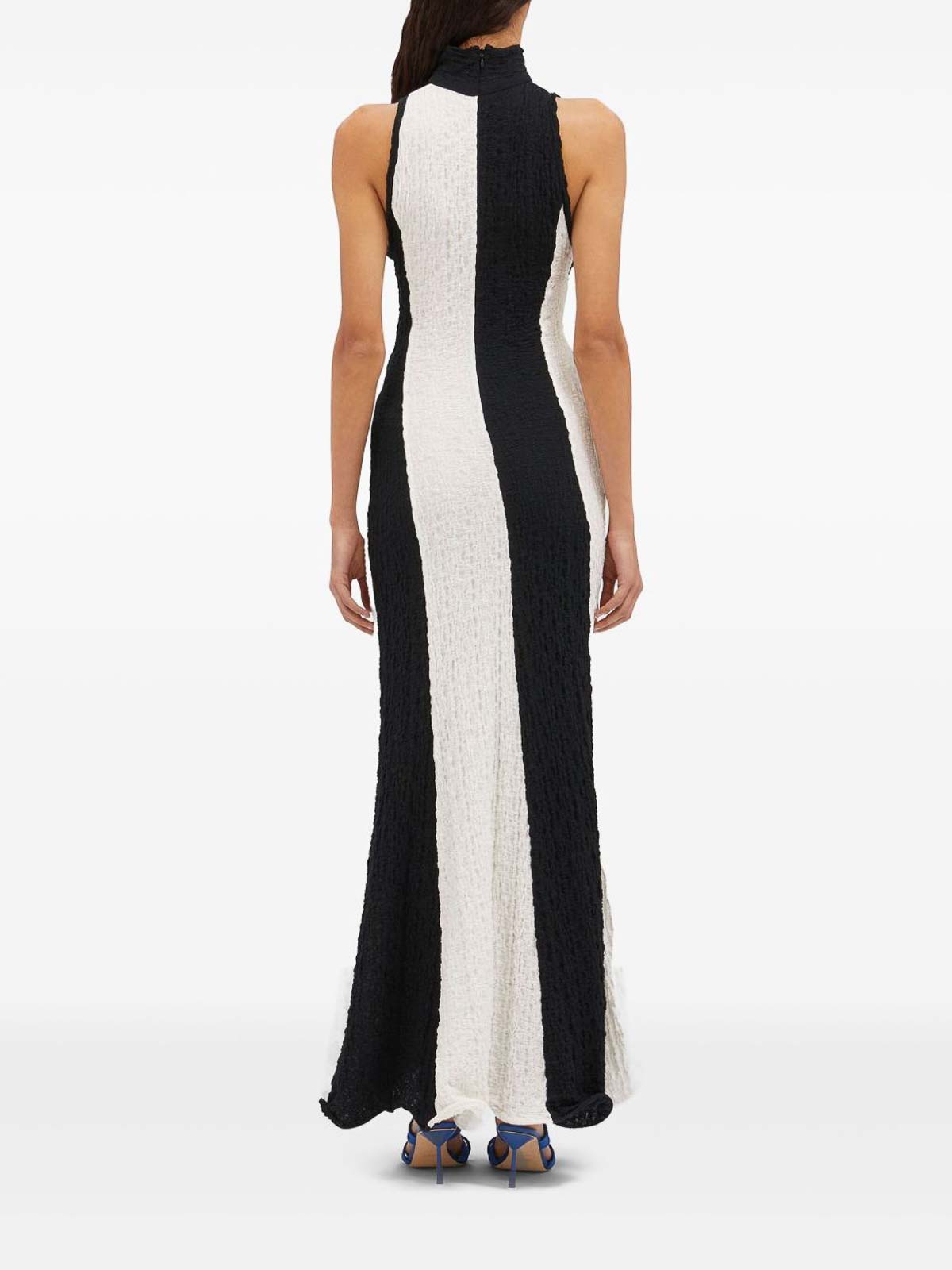 Msgm Crinkled Cotton Blend Maxi Dress In Black