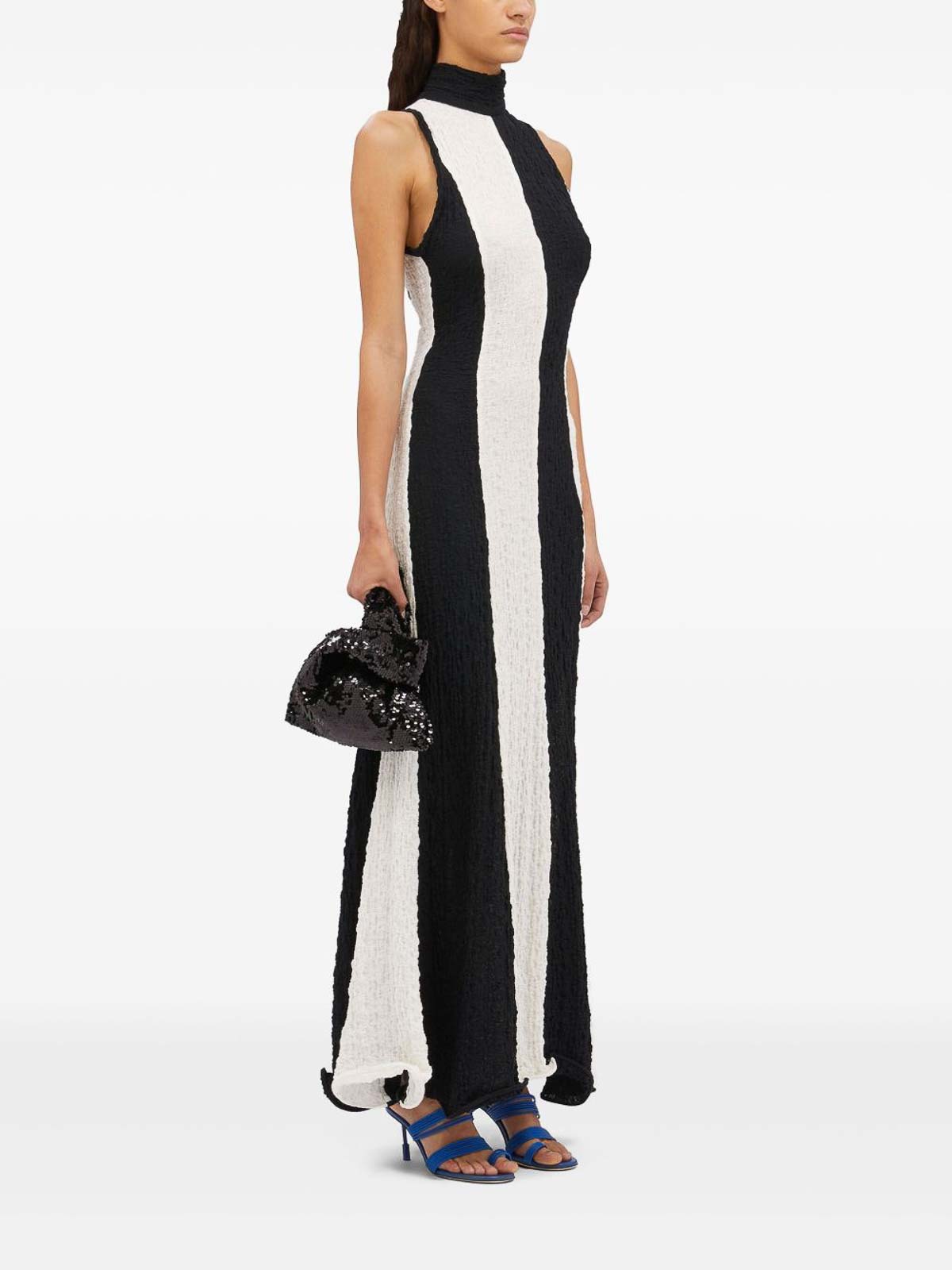 Msgm Crinkled Cotton Blend Maxi Dress In Black
