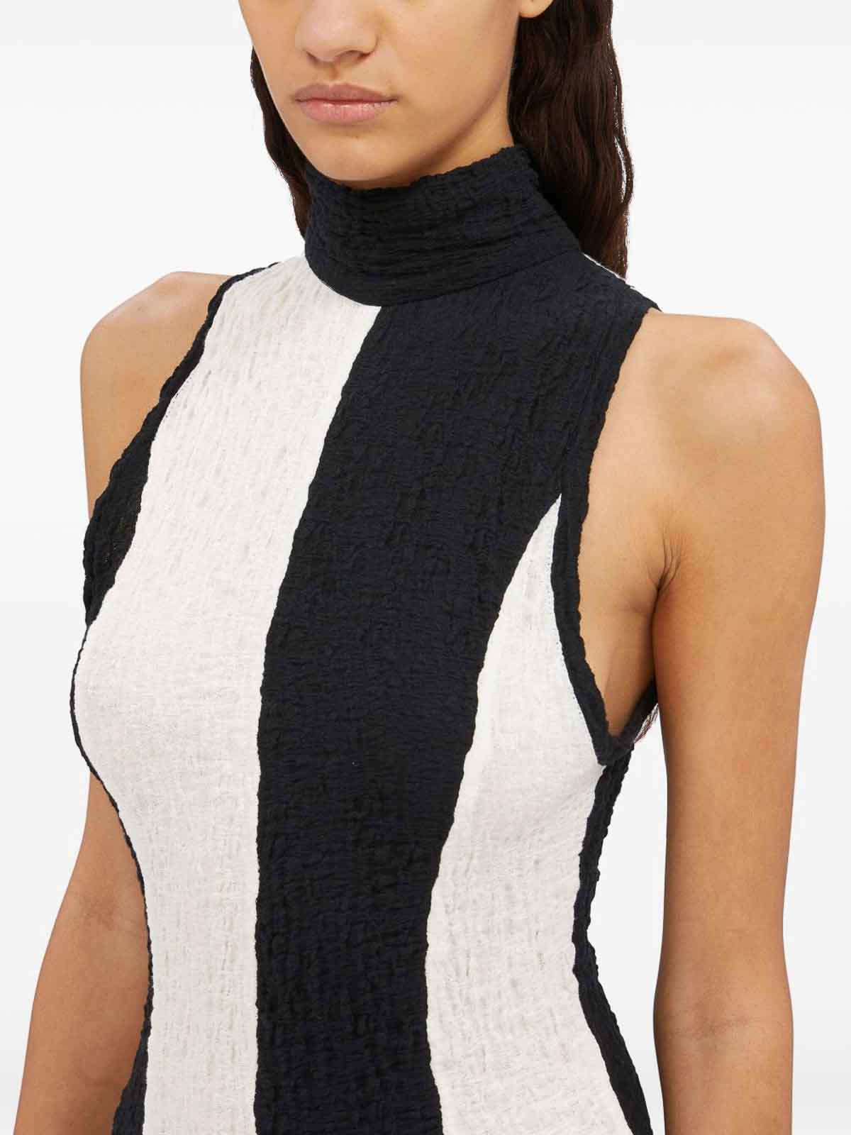 Msgm Crinkled Cotton Blend Maxi Dress In Black