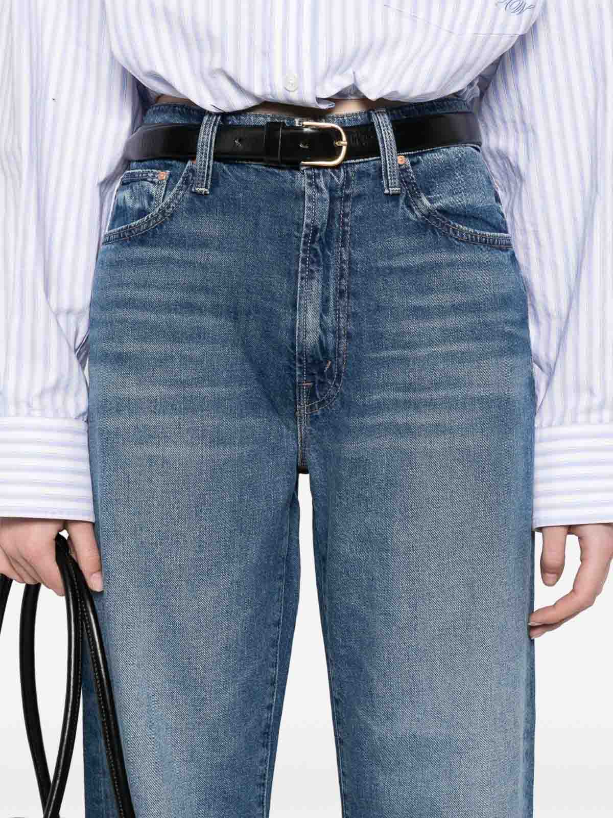 Mother High-waisted Cropped Jeans In Blue Denim In Blue