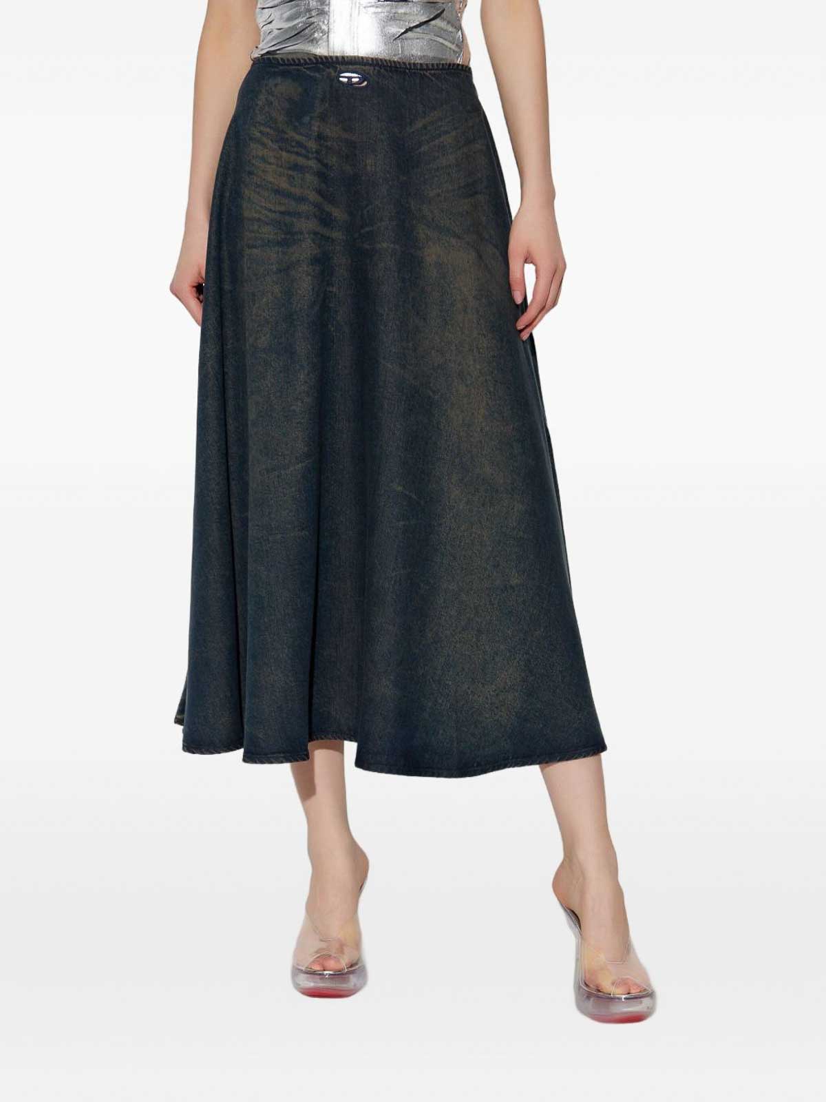 Diesel Navy Blue Maxi Skirt `de-annie-s` In Blue