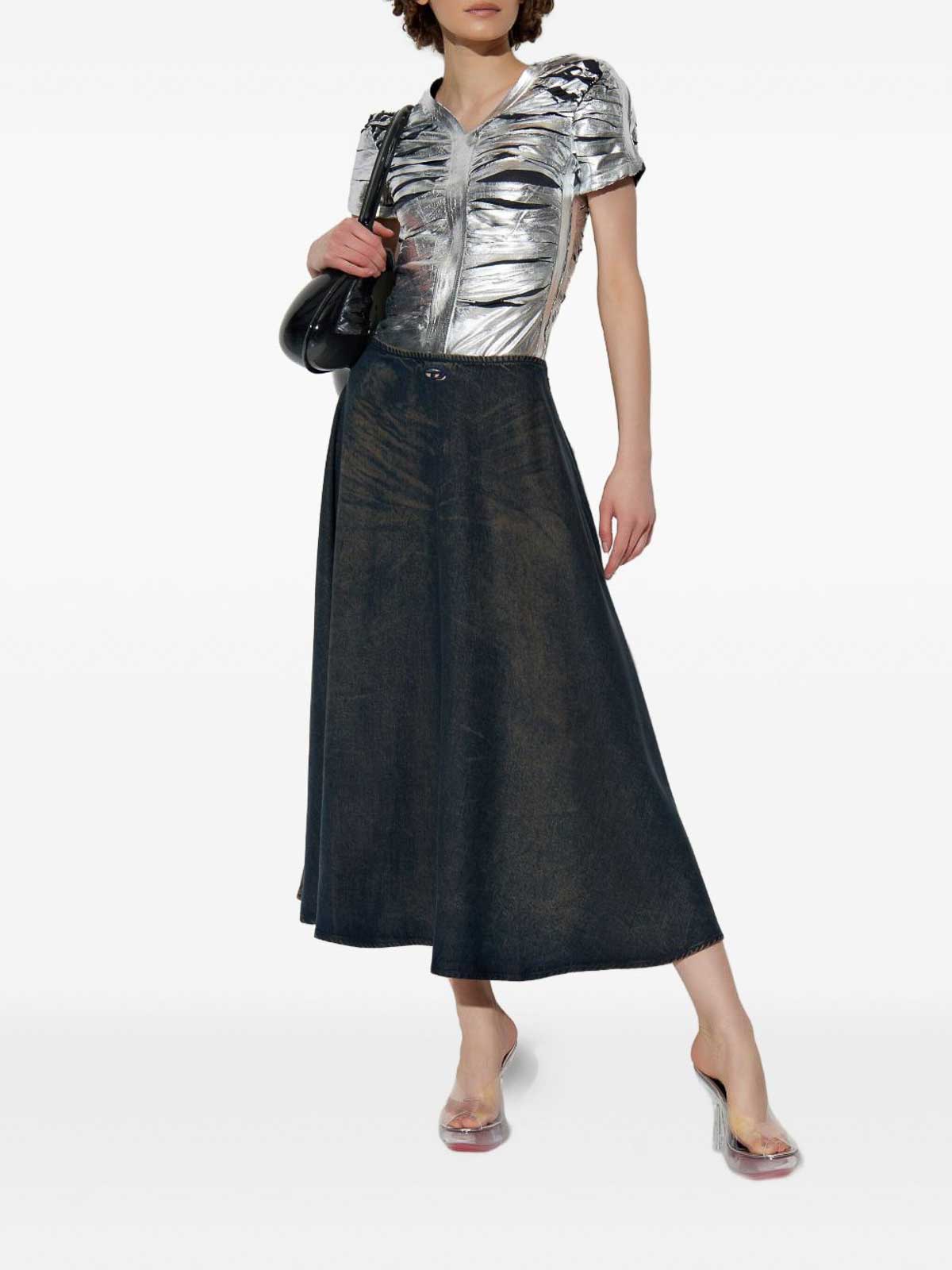 Diesel Navy Blue Maxi Skirt `de-annie-s` In Blue