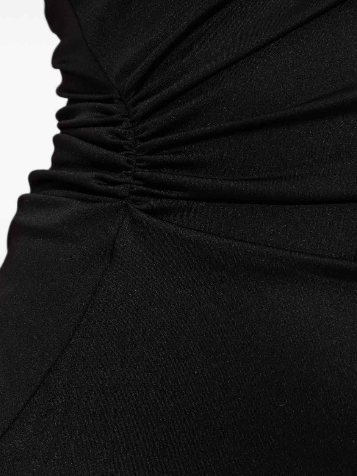Victoria Beckham Asymmetrically Draped Black Midi Dress With Soft Ruching In Black