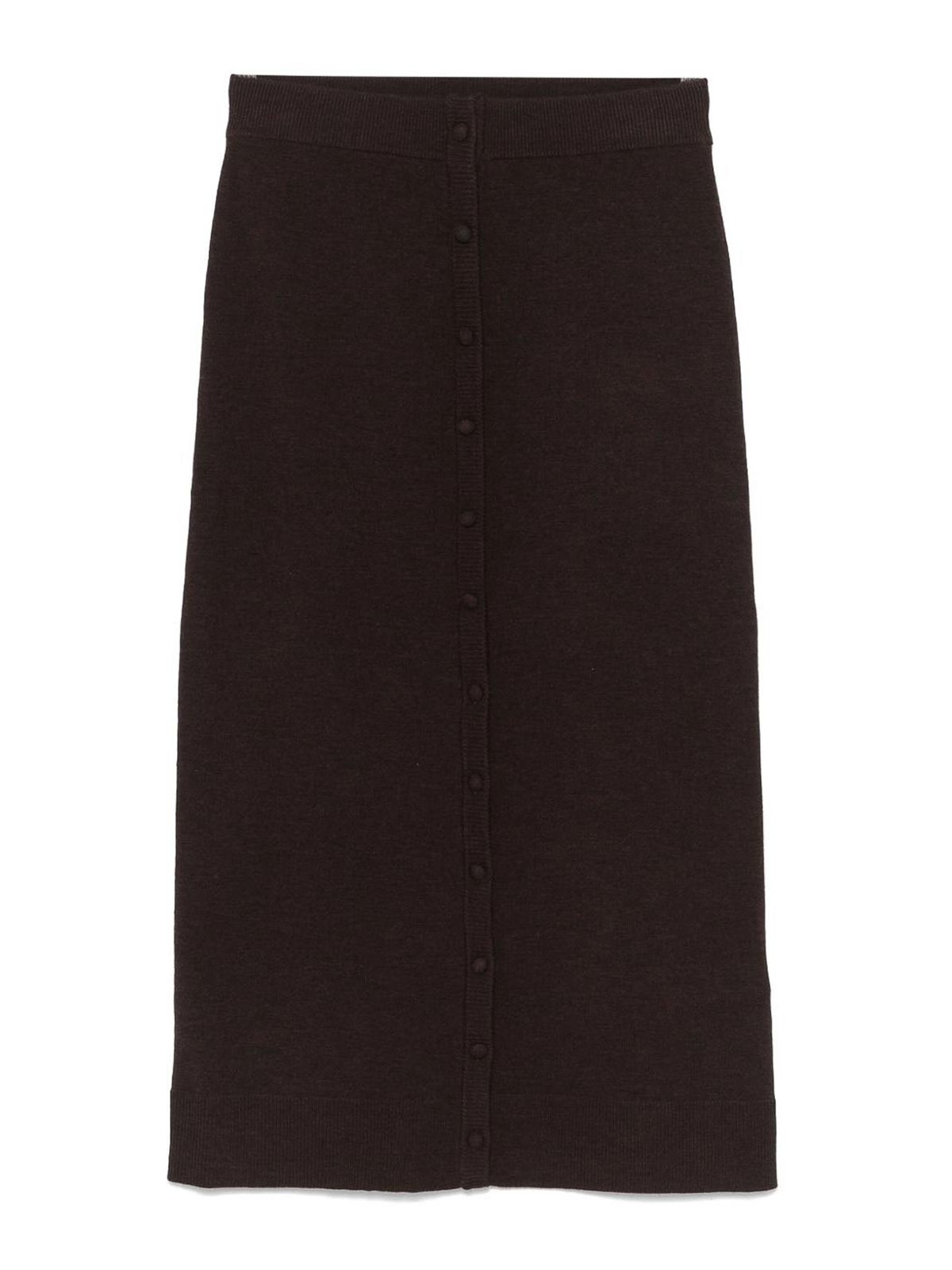 Victoria Beckham Brown Button-detail Midi Skirt In Brown