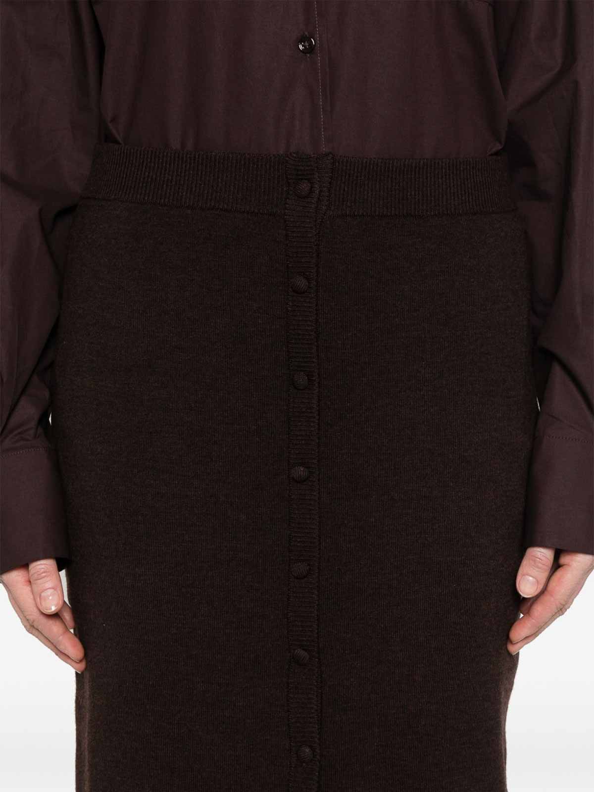 Victoria Beckham Brown Button-detail Midi Skirt In Brown